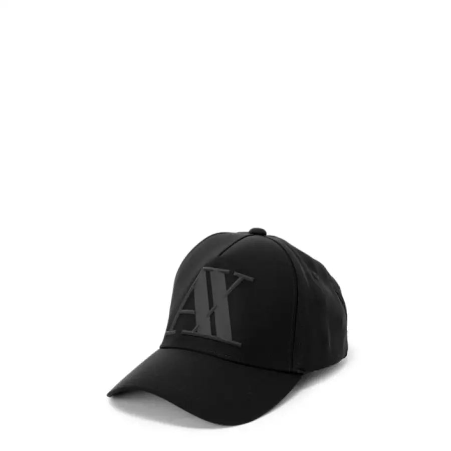 Armani Exchange men’s cap featuring a black baseball cap with letter K on it.