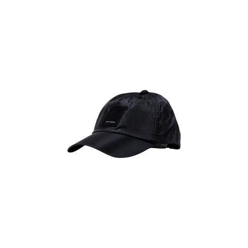 Black patterned baseball cap displayed as a stylish accessory for casual wear