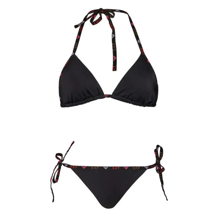 Ea7 EA7 women beachwear featuring a black bikini top and floral print bottom