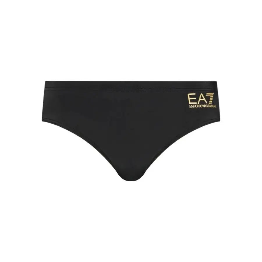 Ea7 men swimwear featuring a black brief with gold logo