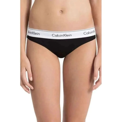 Schwarz Calvin Klein Damenunterwäsche mit weißem Gummibund