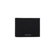 Black Calvin Klein textured leather wallet displayed in a product image