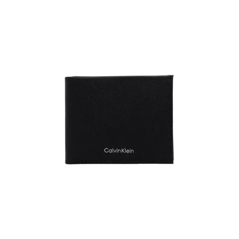 Black Calvin Klein textured wallet displayed in a product image