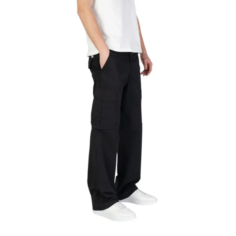 Black cargo pants from Jack & Jones featuring a stylish cotton design for men