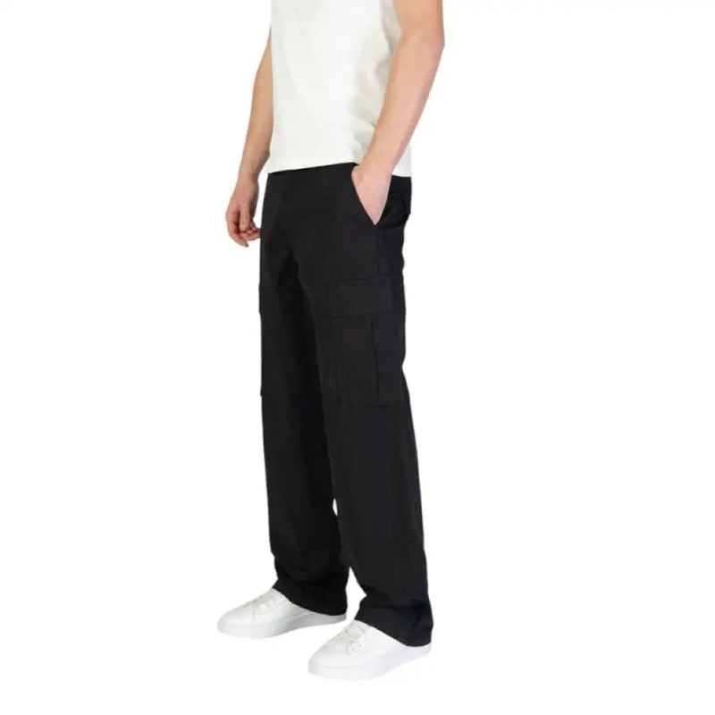 Jack & Jones Black Cotton Trousers showcasing stylish black cargo pants for men