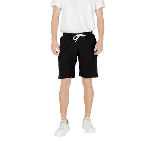 Black Cargo Shorts displayed on a product page, suitable for casual and outdoor wear