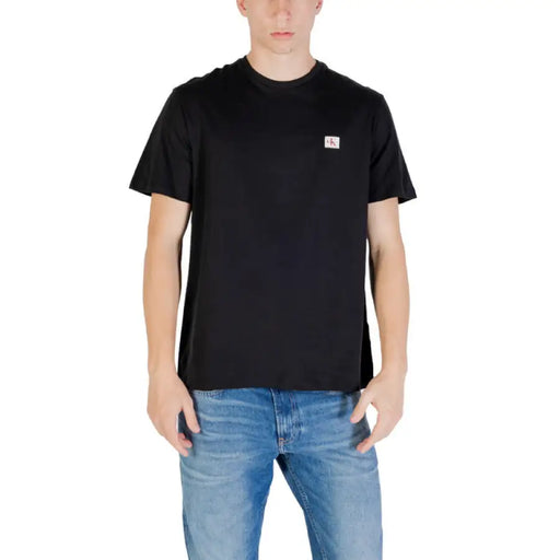 Black crewneck T-shirt displayed on a product page for Black Short Sleeve Crewneck T-Shirt