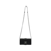 Black leather crossbody bag with chain strap from Black Leather Clutch Wallet and Crossbody Bag