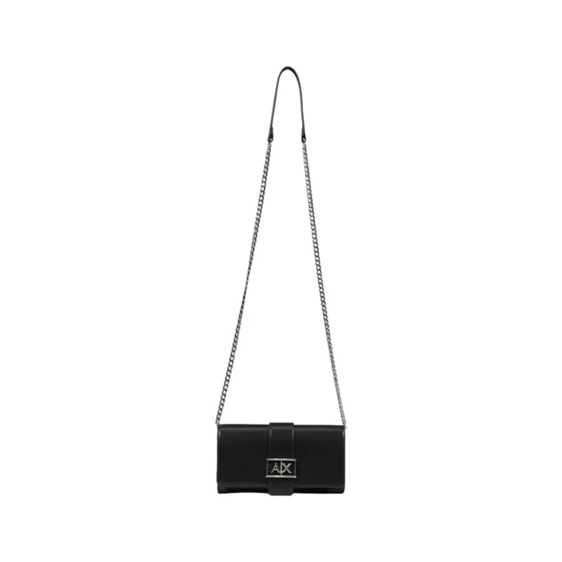 Black leather crossbody bag with chain strap from Black Leather Clutch Wallet and Crossbody Bag