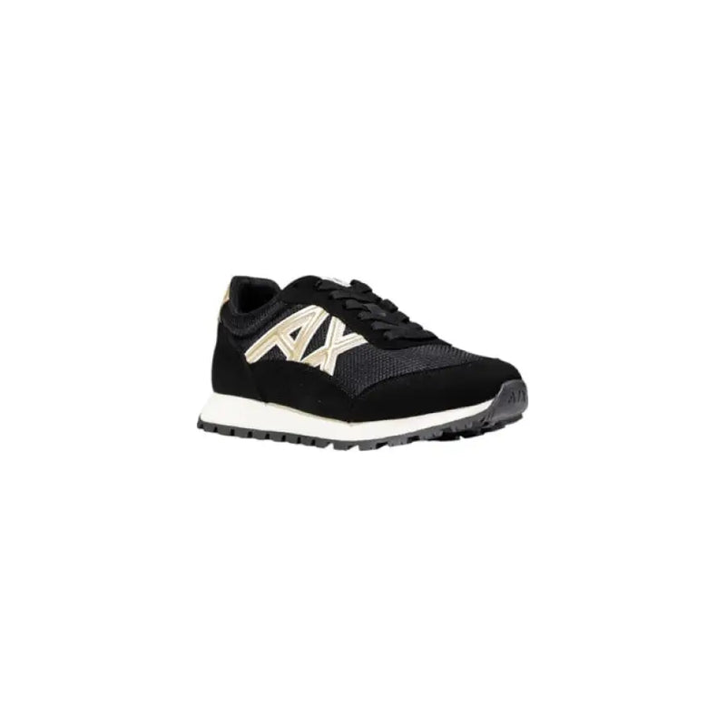 Black and gold AX logo running shoe displaying sleek design and athletic style