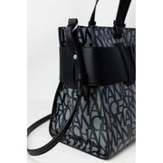 Armani Exchange patterned tote bag in black and gray with geometric design