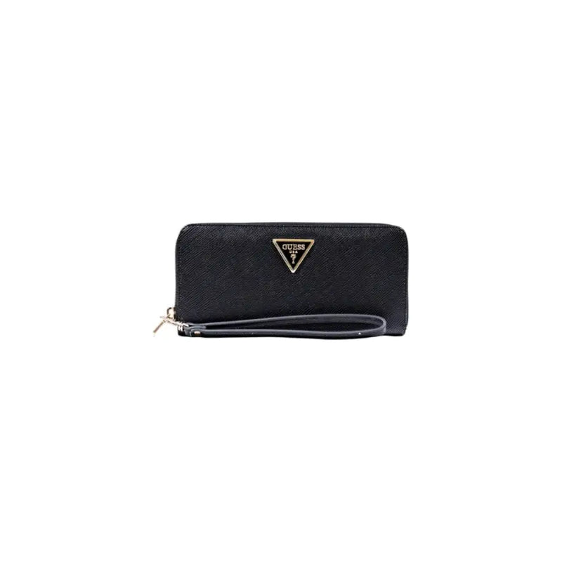 Guess Black Zippered Wallet with Wrist Strap featuring a sleek design and secure closure