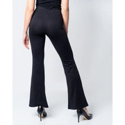 Black high-waisted flared polyester trousers for women from Black Polyester Trousers for Fall Winter collection