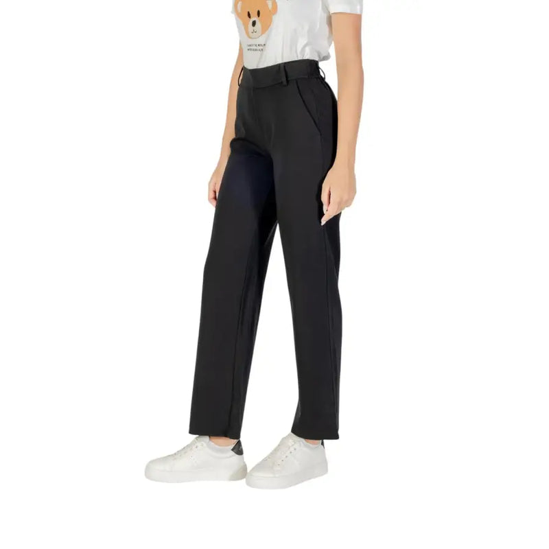 Black high-waisted straight-leg trousers for women from Black Women Fall Winter Trousers collection