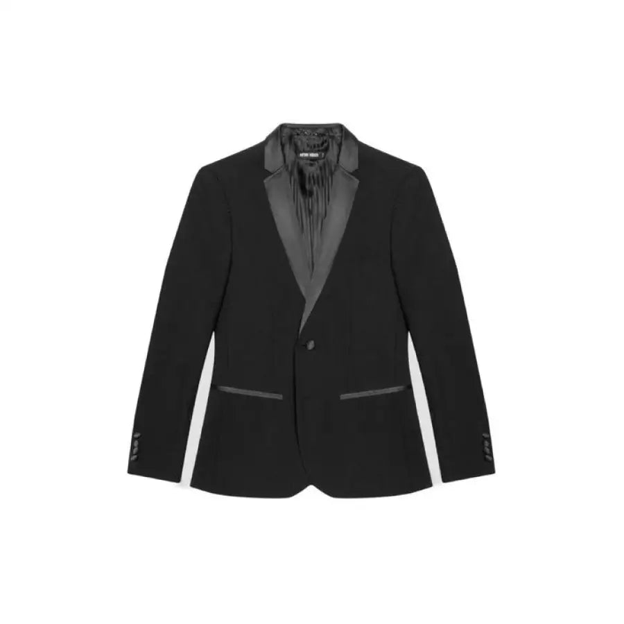 Antony Morato Men Blazer in urban style clothing, black jacket with white stripe on lapel