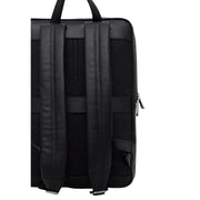 Black leather backpack with padded straps and silver zippers for stylish comfort