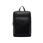 Black leather backpack with padded straps and silver zippers for stylish functionality