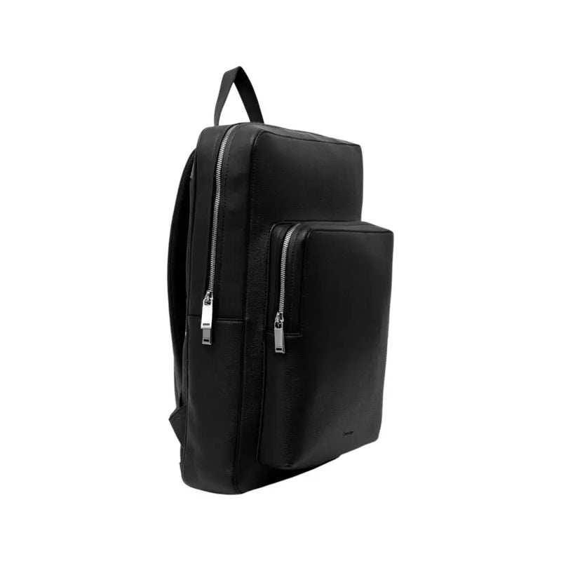 Black leather backpack with padded straps and silver zippers for stylish durability