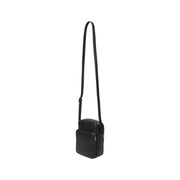 Black leather crossbody bag displayed against a neutral background showcasing elegant design
