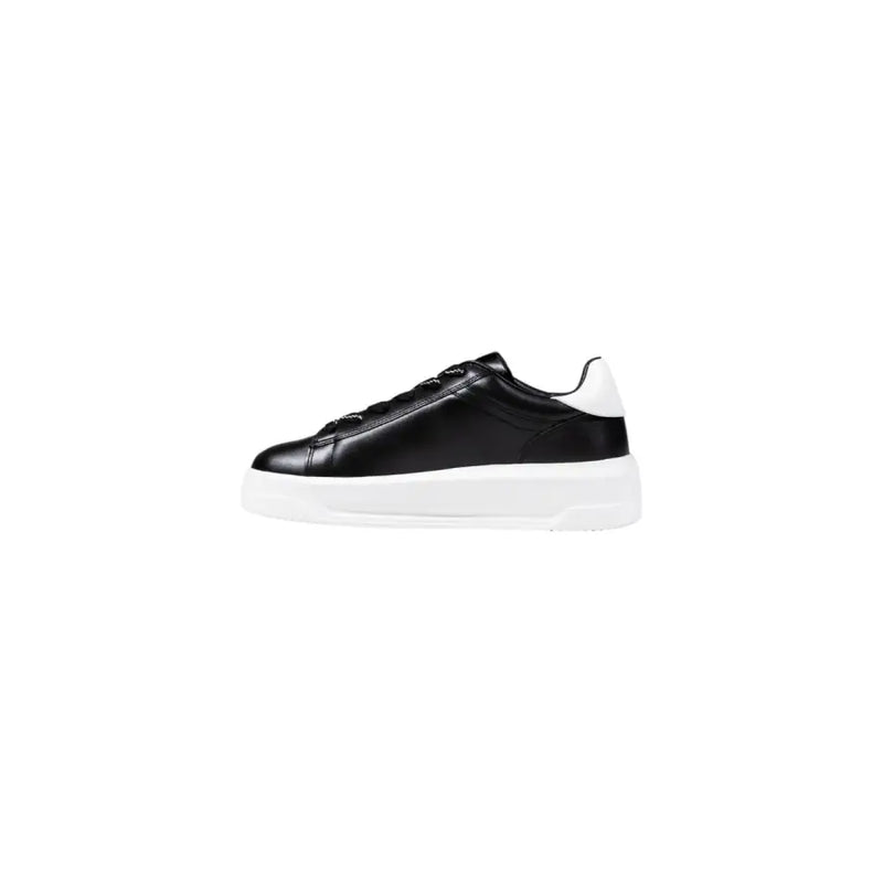 Black leather lace-up winter sneakers with white soles from Love Moschino Women collection