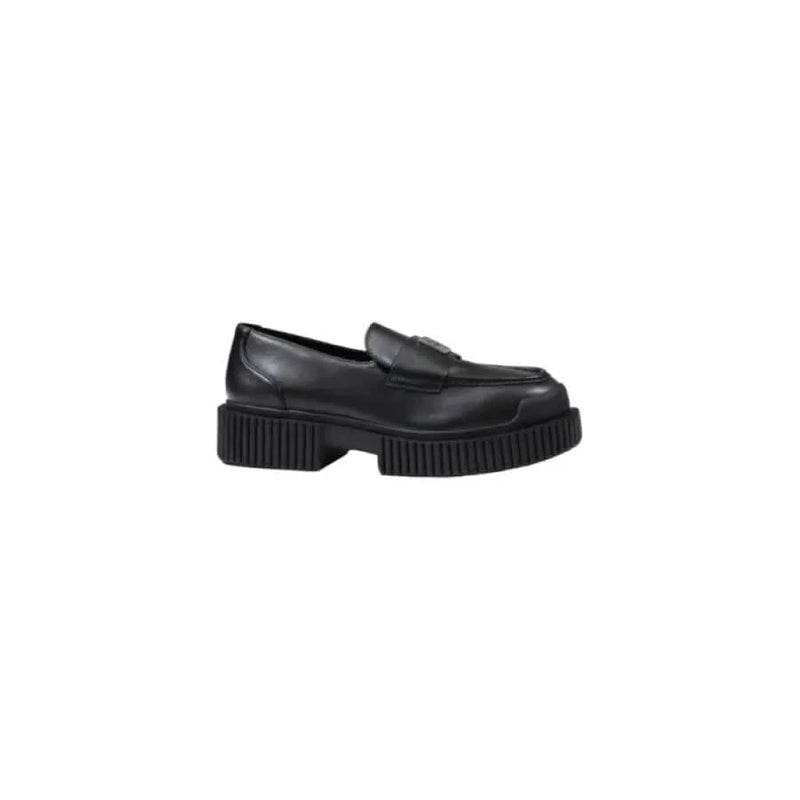 Black leather loafer with thick sole from Armani Exchange Women’s Moccasin Slippers