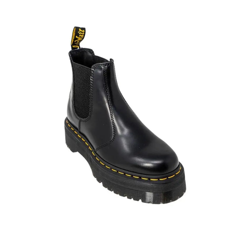 Black leather platform Chelsea boot with sleek design and sturdy sole