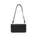 Black textured leather shoulder bag displayed for stylish and versatile accessorizing