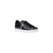 Black leather sneaker with a white sole displayed in the Black Leather Sneaker With White Sole product image