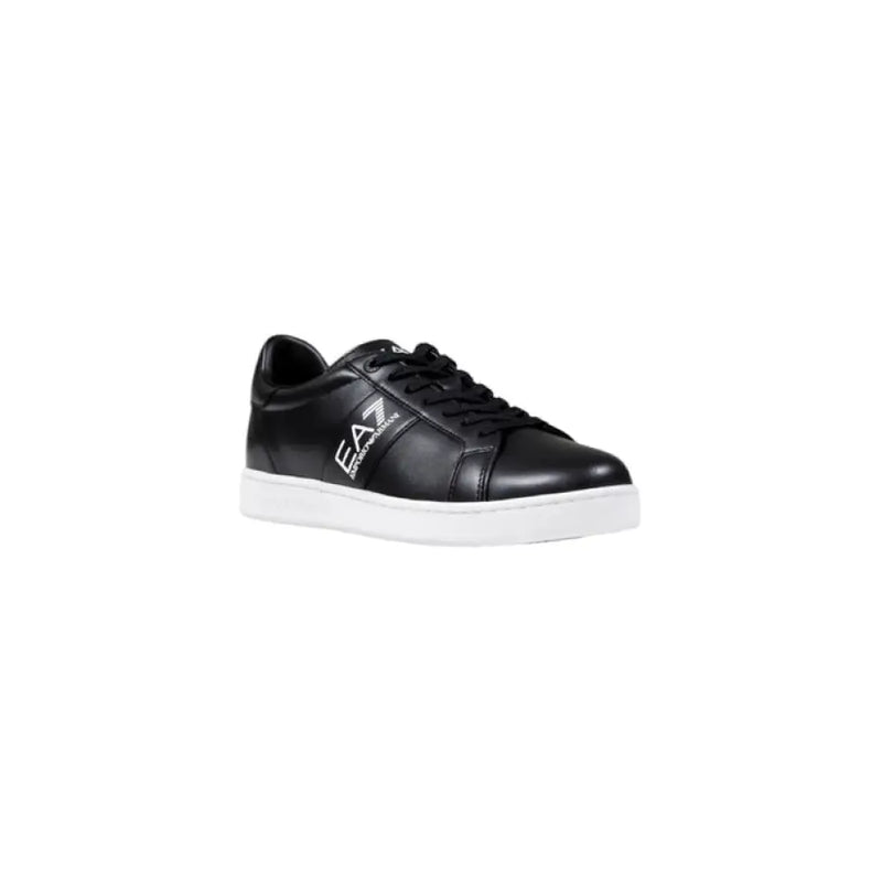 Black leather sneaker with a white sole displayed in the Black Leather Sneaker With White Sole product image