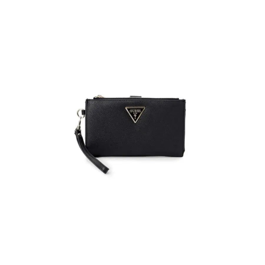 
                      
                        Guess women’s wallet in black leather with triangle logo for urban city style
                      
                    