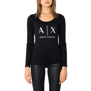 Black long-sleeved Armani Exchange shirt for women displayed in product image