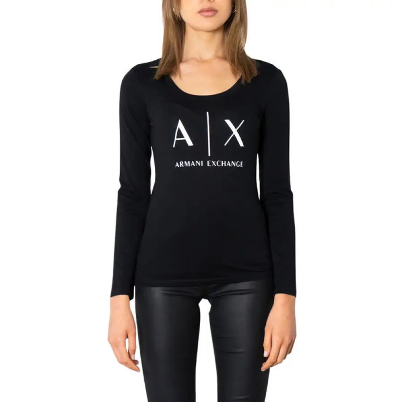 Black long-sleeved Armani Exchange shirt for women displayed in product image