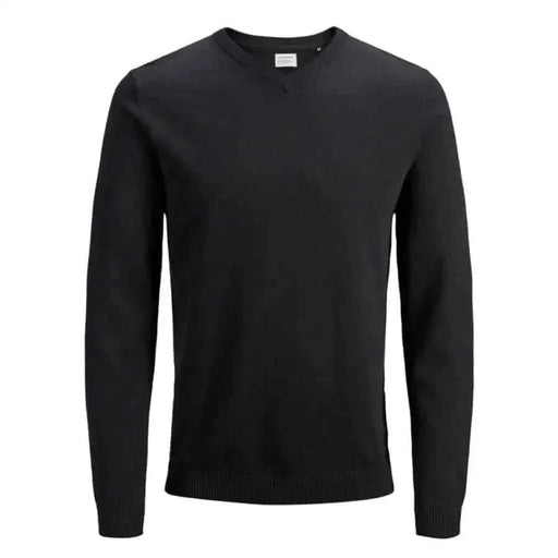 Schwarzer, langärmeliger Rundhalspullover von Jack & Jones Herrenstrickkollektion