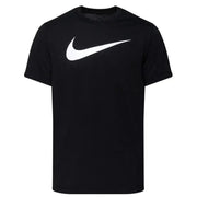 Black Nike short sleeve T shirt displayed, ideal for athletic and casual wear