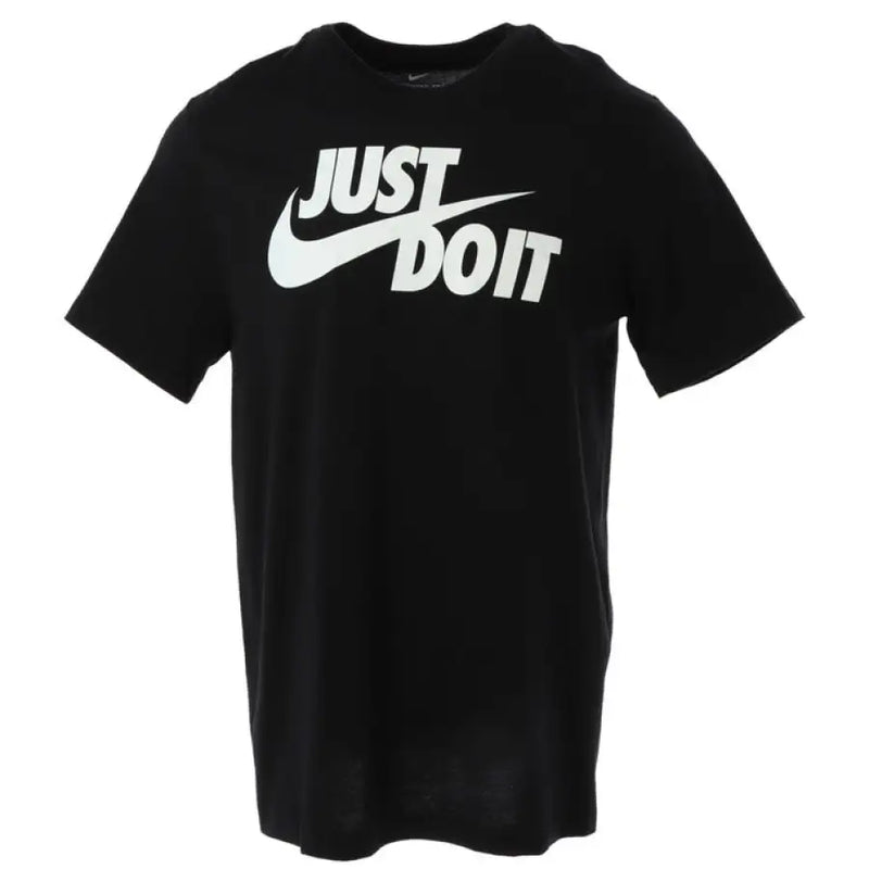 Black Nike Just Do It T-shirt with White Logo and Short Sleeve design