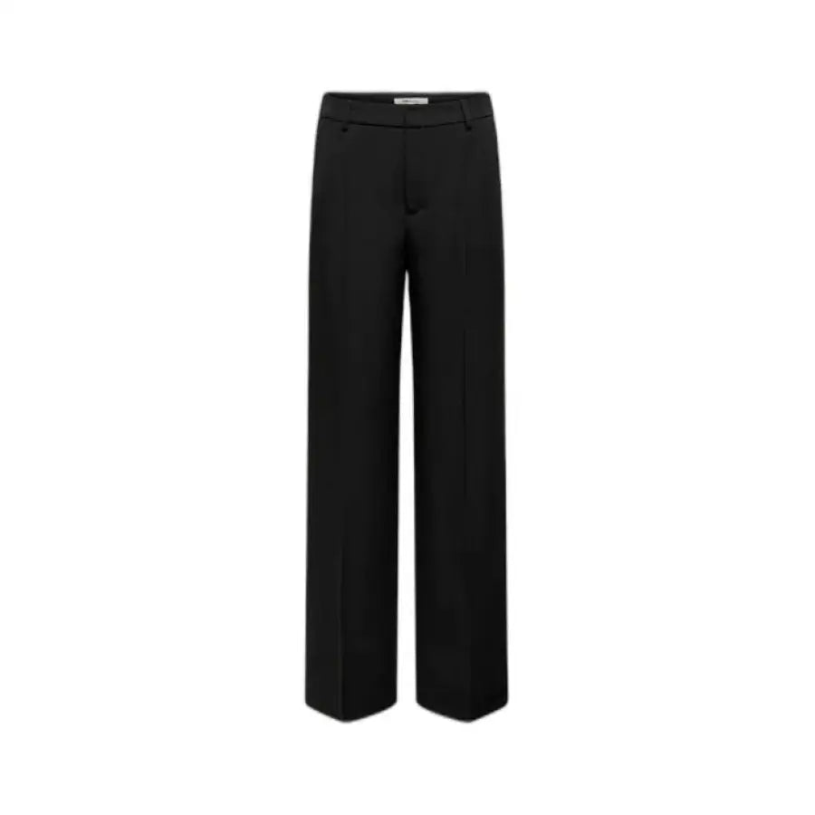 Only women trousers with belt, urban style clothing in black pants and white shirt