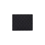Black leather wallet with CK pattern featuring a stylish black design