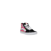 Black and pink high-top sneaker featuring Vans Women’s Fuchsia Leather Sneakers design