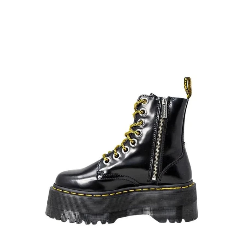 Black platform combat boot from Dr. Martens Women’s Black Leather Lace-Up Boots collection