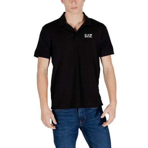 Schwarzes EA7 Herren-Poloshirt mit kurzen Ärmeln für einen stilvollen und bequemen Look