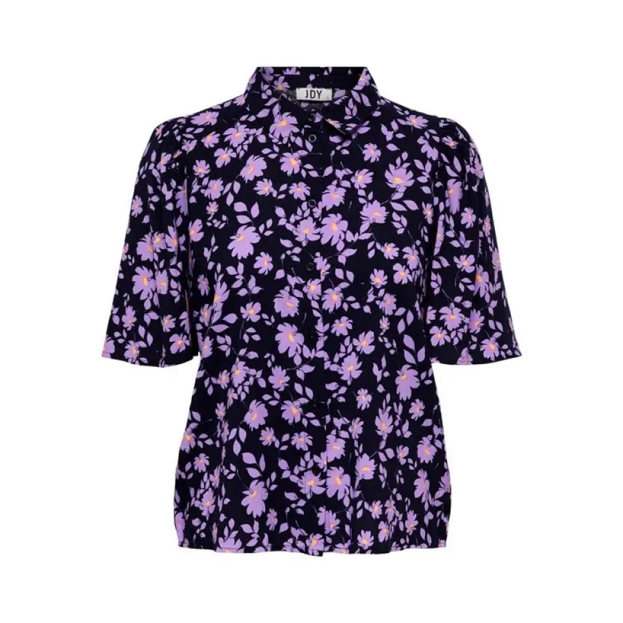 Black and purple floral blouse for urban city style - Jacqueline De Yong Women Shirt