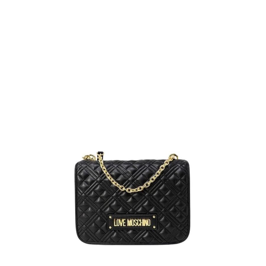 Love Moschino women’s black quilted bag with gold chain - Love Moschino Love design