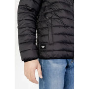 Black quilted puffer jacket with horizontal stitching and zippered pocket from Aquascutum