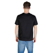 Schwarzer Kurzarm-Rundhalsausschnitt t-shirt aus weichem Baumwollstoff, ideal für Freizeit und Alltag.