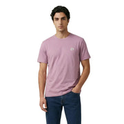 Schwarzer Kurzarm-Rundhalsausschnitt t-shirt mit einem sanften Lavendelton Calvin Klein Stoff mit dezenter Bruststickerei