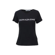 Black short-sleeved Calvin Klein Jeans women’s T-shirt with round neckline