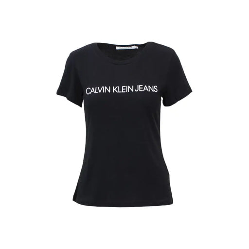 Schwarzes Kurzarmhemd Calvin Klein Jeans Damen T-shirt mit rundem Halsausschnitt