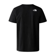 Black short-sleeved T shirt displayed in a product image