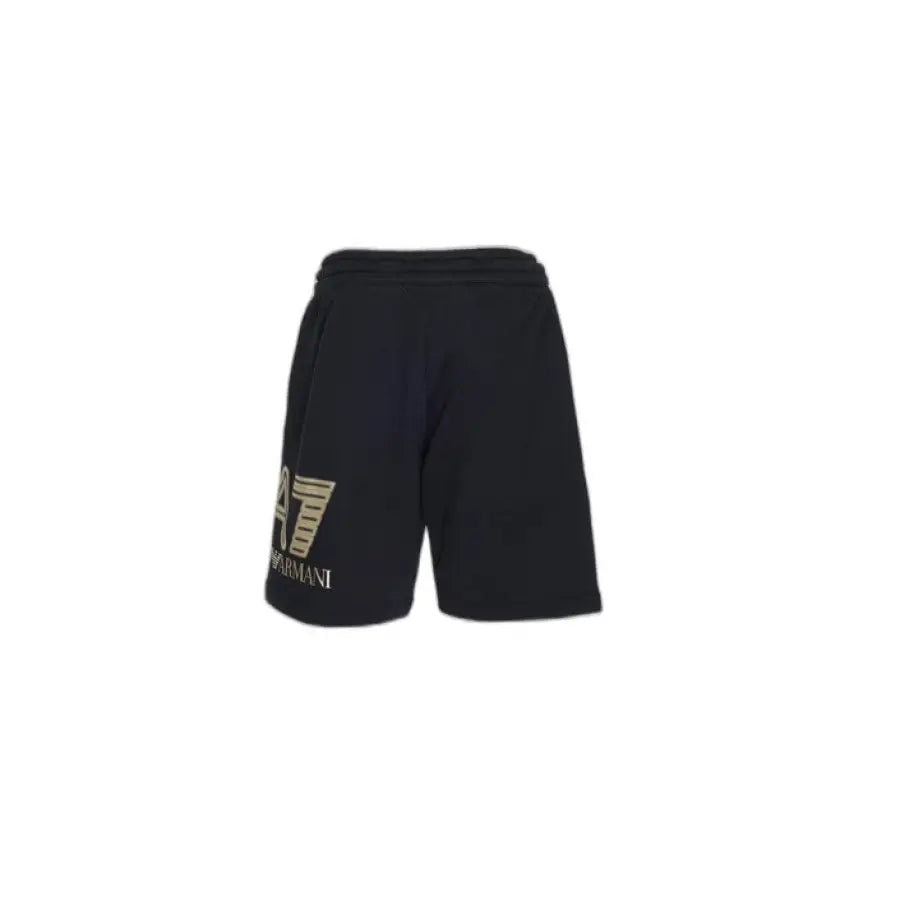 Ea7 Men Shorts in urban city style with gold logo on black shorts - urban style clothing