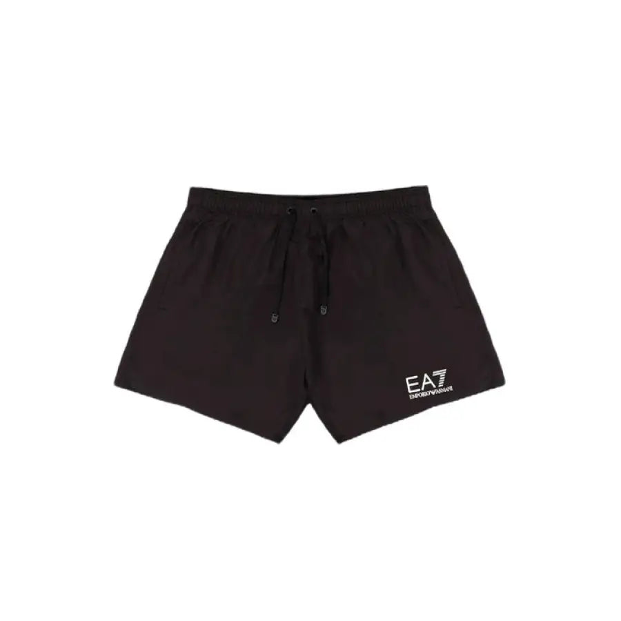 Ea7 EA7 men swimwear featuring black shorts with the word EF on it